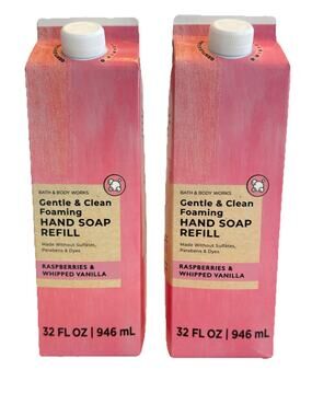 2 X Bath & Body Works RASPBERRIES & WHIPPED VANILLA Foaming Hand Soap Refill